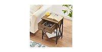 Slickblue Set of 2 Rustic Nightstands - 1 Drawer Design in Warm Wood Finish
