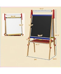 Qaba 3 in 1 Easel for Kids with Paper Roll, Whiteboard, Chalkboard