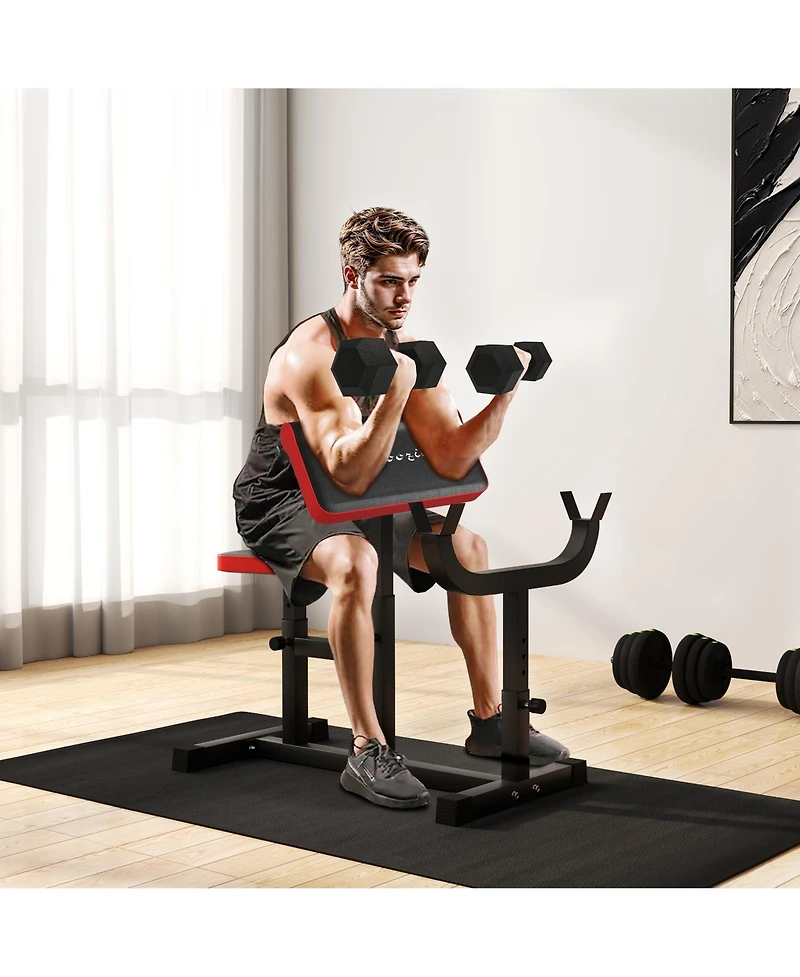 Soozier Preacher Curl Bench, Adjustable Preacher Bench for Home Gym,