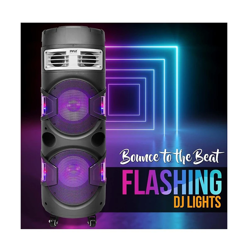 Pyle Portable Bluetooth Pa Speaker & Microphone System with Led Lights, MP3/Usb Reader, Fm Radio