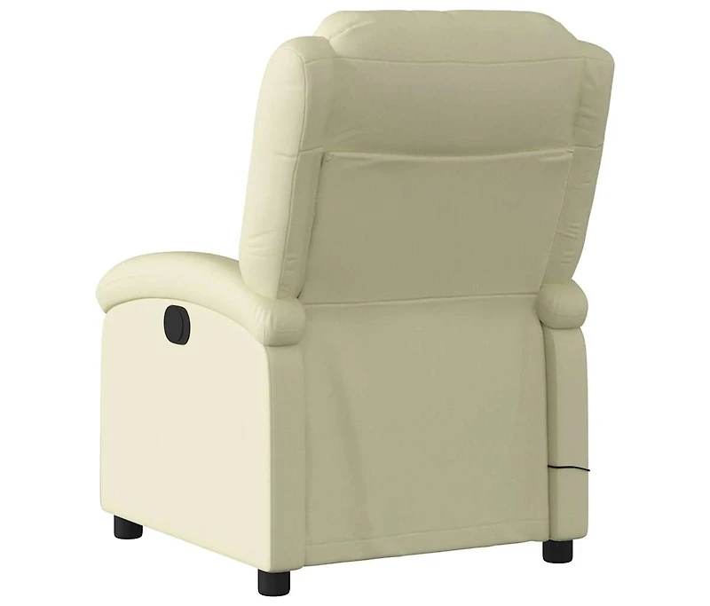 Massage Recliner Chair Cream Real Leather