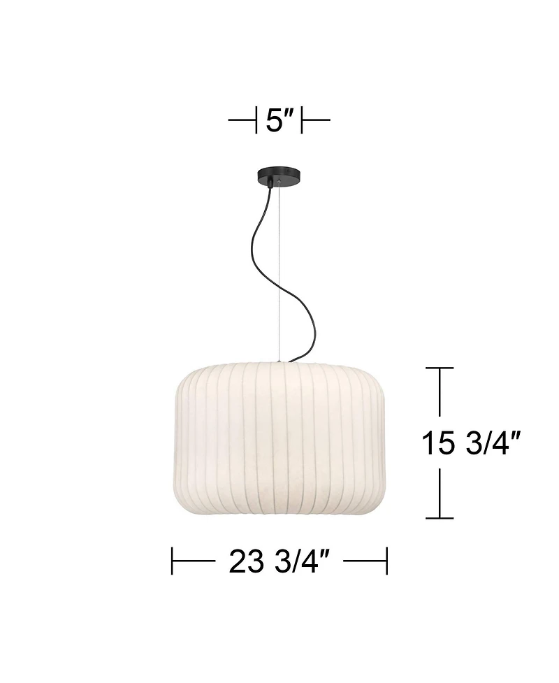 Possini Euro Design Jaime 23 3/4" Modern Pendant Chandelier Ceiling Light Fixture Dining Room Over Table Drum Matte Black and White