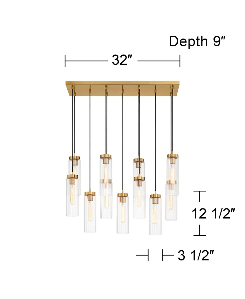Possini Euro Design Marika 32" Modern Pendant Chandelier Ceiling Light Fixture Dining Room Over Table Kitchen Island Multi-Light Soft Gold Finish