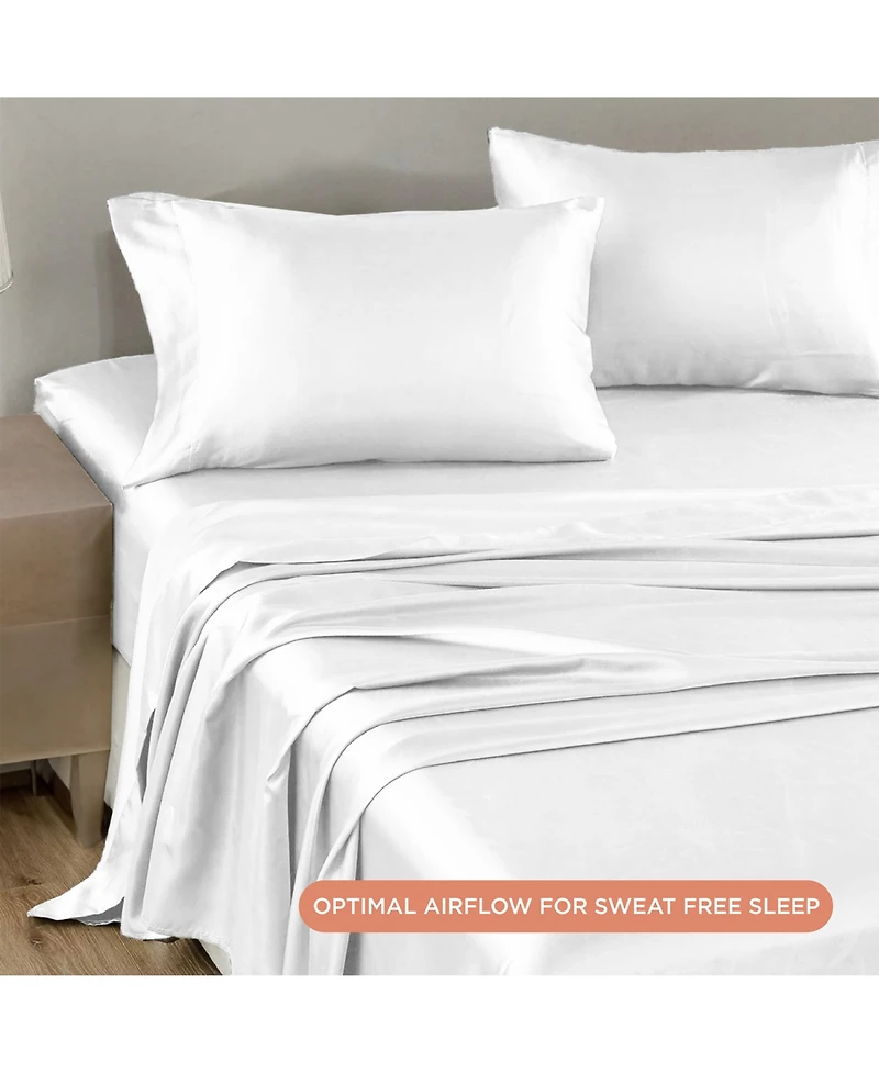 Night Satin Washable Fitted Sheet, Gunmetal, King