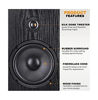 Pyle 6.5" Home Theater Bookshelf Speakers, Wall-Mountable with 0.75" Silk Dome Tweeter and Aluminum Voice Coils, Pair (Black)