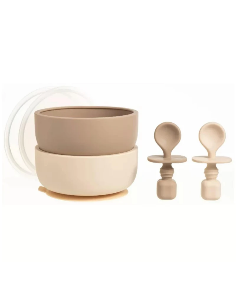 Sperric Toddler Bowls with Suction, Silicone Feeding Set Suction Bowl Lids and Spoons, Bpa Free 0-6 Months Essentials, Extra Strong