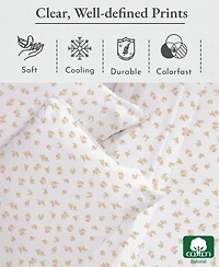 Stripe Queen Bed Sheets Set, Soft 100% Cotton Sateen, 4 Pc Deep Pocket & Pillowcase Set - Filigree