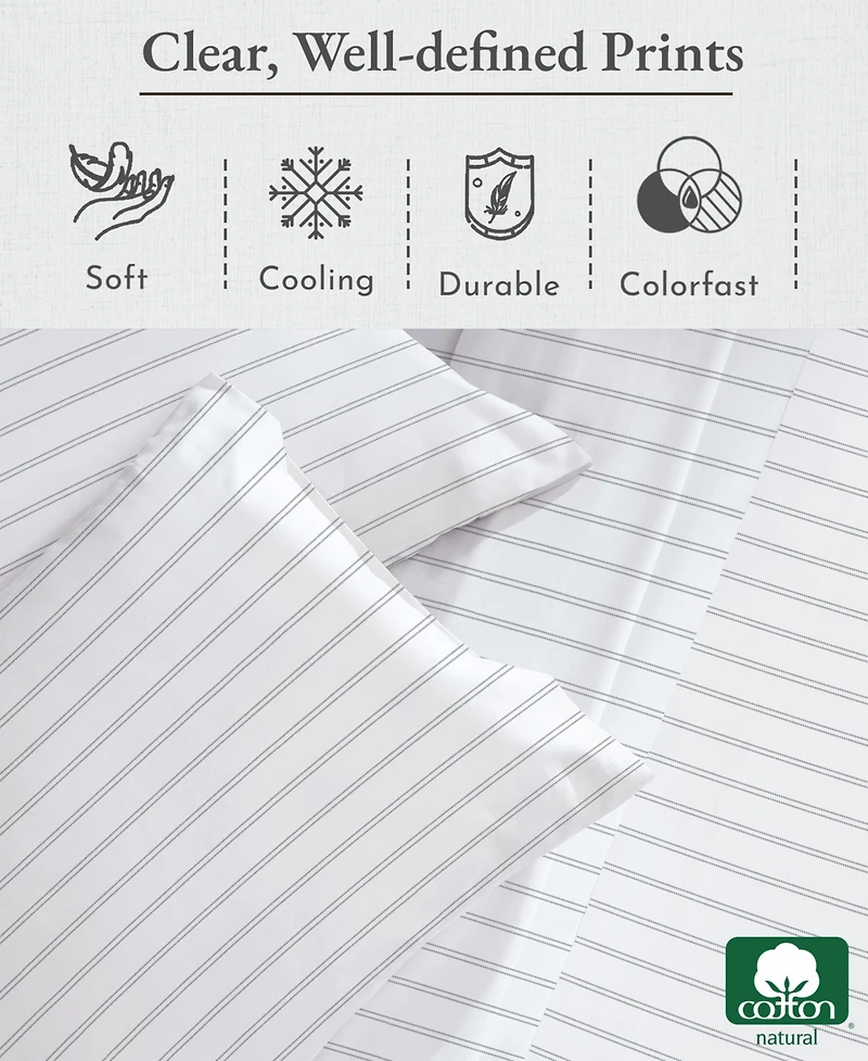 Sheet Set Rose King Bed Sheets, Soft 100% Cotton Sateen, 4 Pc Deep Pocket Sheets & Pillowcase - Vintage