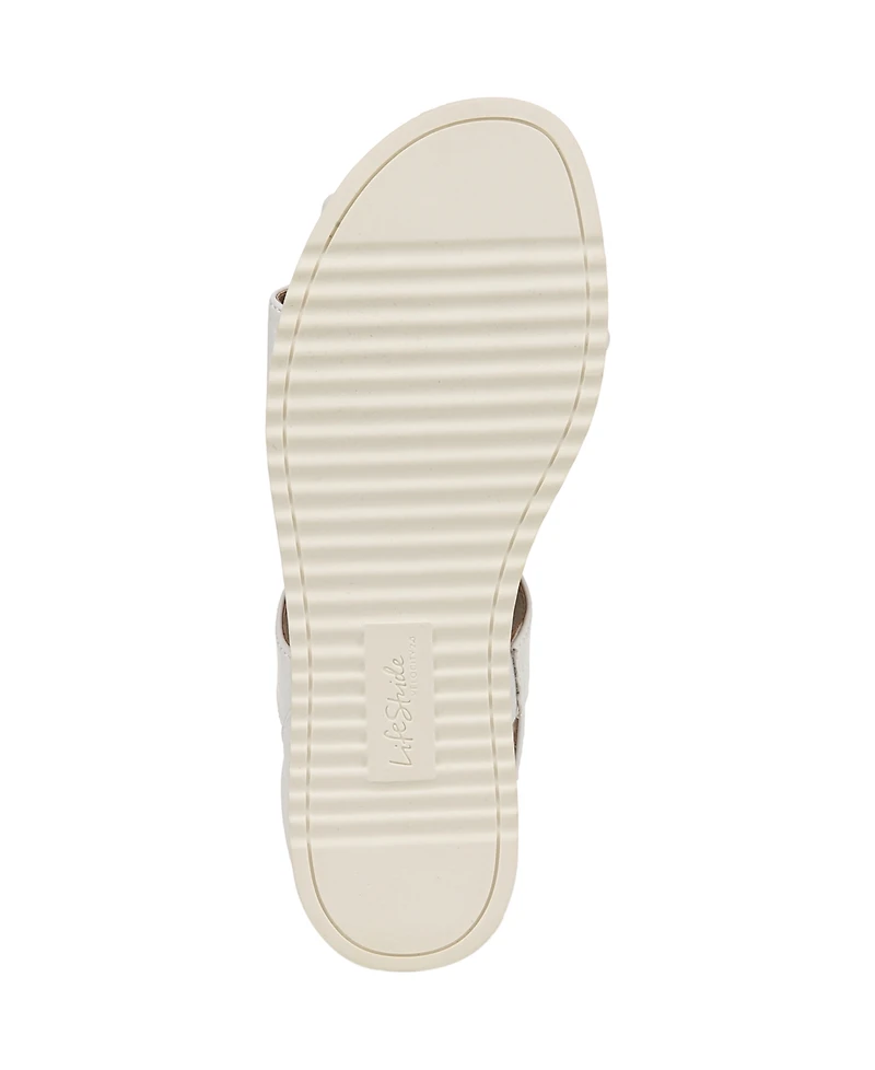 LifeStride Women's Zoom Round Open Toe Crisscross Wedge Sandals