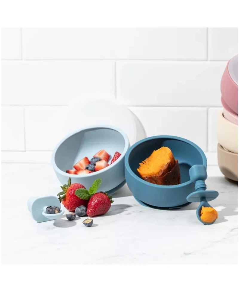 Sperric Toddler Silicone Essentials Set – Stacking Toy, Feeding Bibs, Suction Bowls with Spoons & First-Stage Spoons – Bpa-Free, Safe To