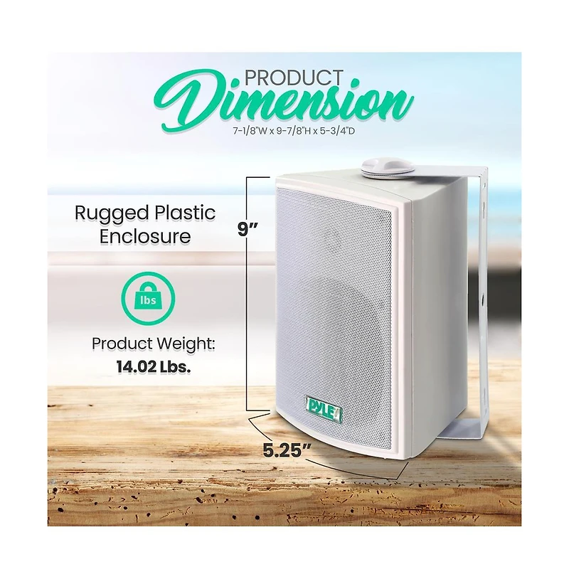 Pyle 5.25" Indoor/Outdoor Waterproof Speakers with 30W 70V Transformer and Spring Loaded Mounting Brackets