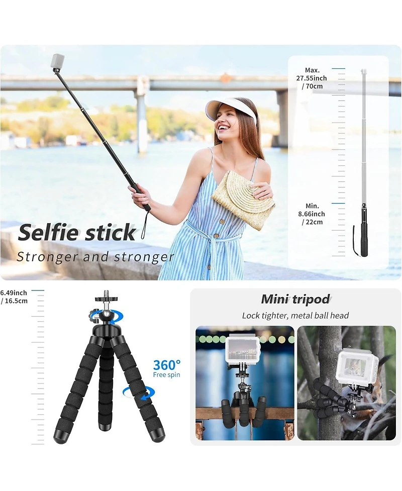 Neewer 50 in 1 Action Camera Accessory Kit Compatible with GoPro Hero 12 11 10 9 Dji Osmo 4 3 2 Insta360 X3 X2 Go 3 Sjcam Dbpower Akaso VicTsing Apema