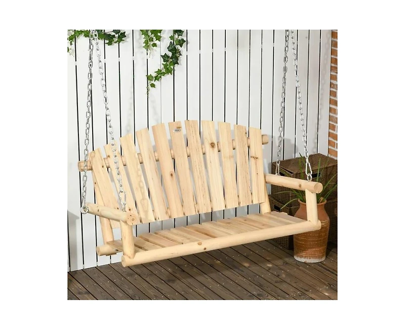 Slickblue 2-Seater Wooden Hanging Porch Swing for Stylish Outdoor Seating