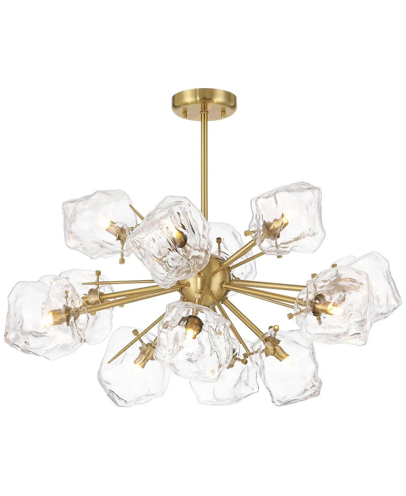 Possini Euro Design Klara 30" Modern Pendant Chandelier Ceiling Light Fixture Dining Room Over Table Sputnik 12-Light Led Soft Gold Finish