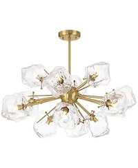 Possini Euro Design Klara 30" Modern Pendant Chandelier Ceiling Light Fixture Dining Room Over Table Sputnik 12-Light Led Soft Gold Finish