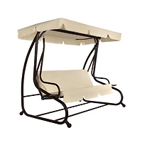 Slickblue Outdoor 3-Seat Canopy Swing with Cushions for Patio Deck or Porch