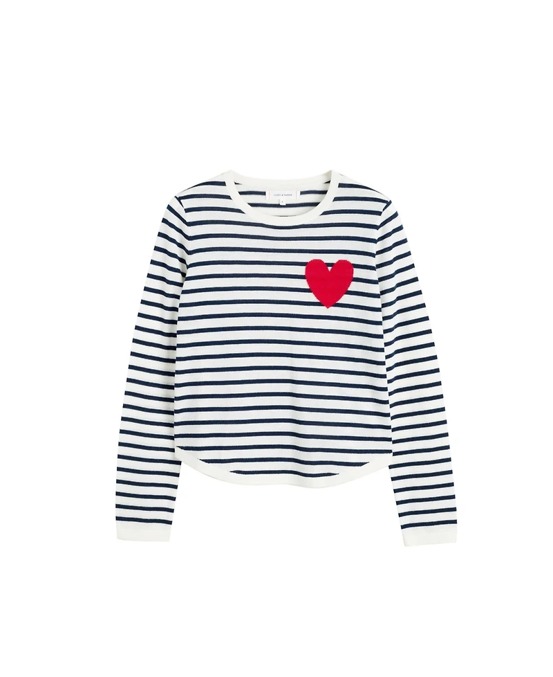 Chinti & Parker Women's Pure Merino Heart Breton Sweater
