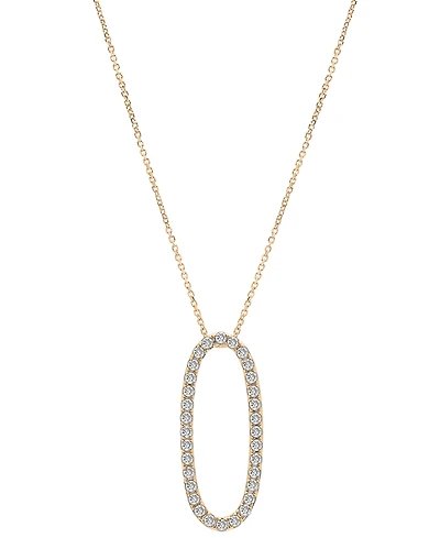 Diamond Open Oval 18" Pendant Necklace (1/2 ct. t.w.) in 14k White or Yellow Gold, Created for Macy's