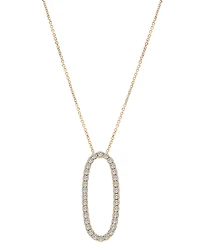 Diamond Open Oval 18" Pendant Necklace (1/2 ct. t.w.) in 14k White or Yellow Gold, Created for Macy's