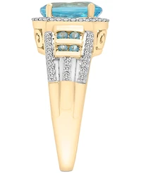 Swiss Blue Topaz (3-1/5 ct. t.w.), London Blue Topaz (1/4 ct. t.w.) & Diamond (1/4 ct. t.w.) Ring in 14k Gold