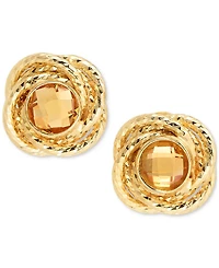 2-Pc. Set Citrine Love Knot 18" Pendant Necklace & Matching Stud Earrings (1-3/4 ct. t.w.) in 14k Gold-Plated Sterling Silver (Also in Sky Blue Topaz