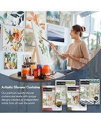 71x74 Abstract Shower Curtain - Midnight Clear by Pi Creative Art
