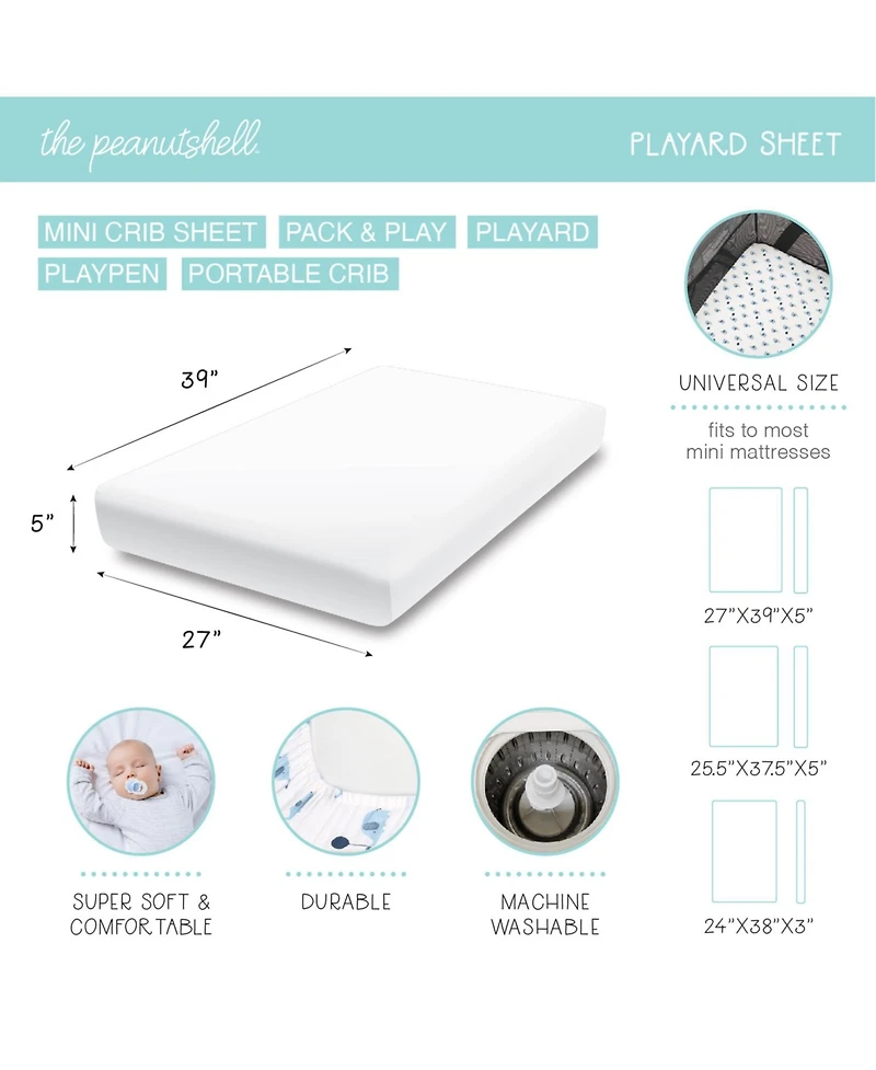 The Peanutshell Sealife 3-Pack Fitted Playard Sheets