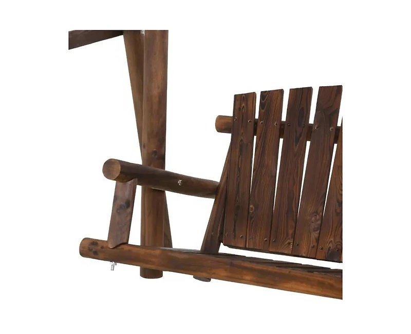 Slickblue Farmhouse Log A-Frame 2-Seat Wooden Swing Bench for Outdoor Relaxation and Patio Decor