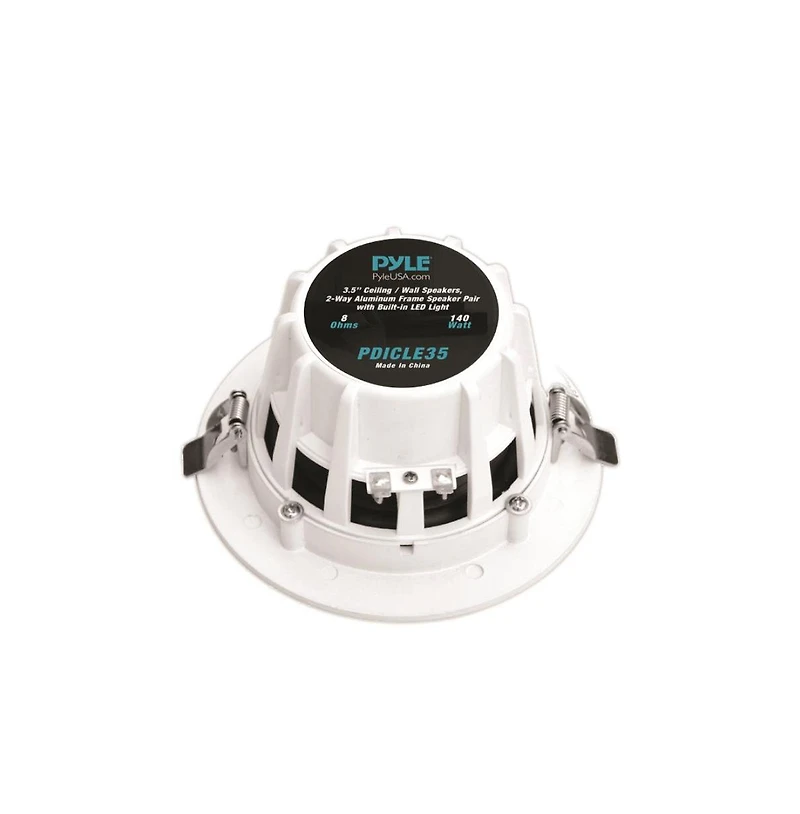 Pyle 3.5” Led In-Wall/In-Ceiling Speaker Pair - 2-Way Full Range Stereo, Built-in Led Light, 140W Max Power Output