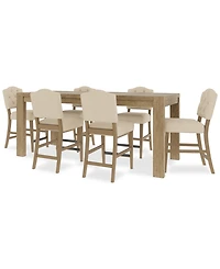 7pc Counter Height Dining Set (Davie Rectangular Table & 6 Jesilyn Stools)