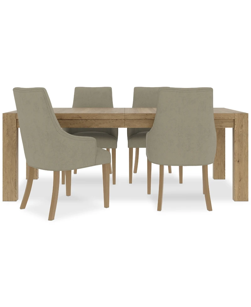 5pc Dining Set (Davie Rectangular Table & 4 Nelin Chairs)