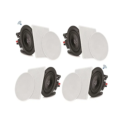 Pyle 5.25" Bluetooth Ceiling / Wall Speaker Kit - 2-Way Flush Mount Speakers with Built-in Bluetooth, 150W Max Power (4 Speakers)