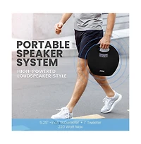 Pyle 5.25” Portable Wireless Bluetooth Streaming Speaker with Waterproof Design, Wireless Microphone, Tws, Usb/MP3 Playback, Rechargeable Batte