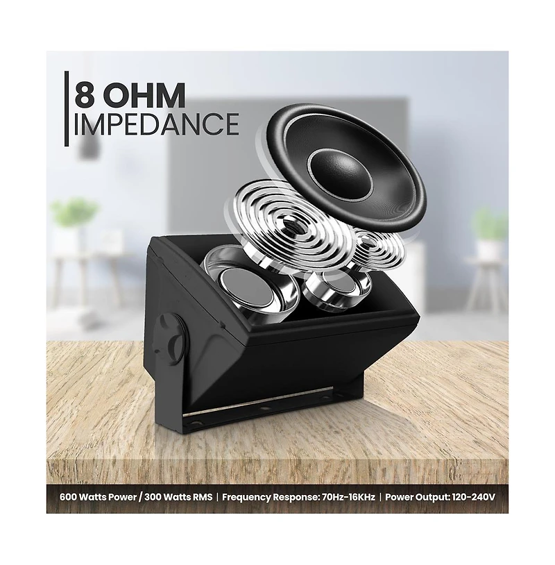 Pyle 5.25” Bluetooth Wireless Wall Mountable Speaker System with 2-Way Full Range Stereo Sound, 300W Rms