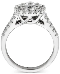 Diamond Halo Cushion Shape Cluster Engagement Ring (1-1/2 ct. t.w.) in 14k White Gold