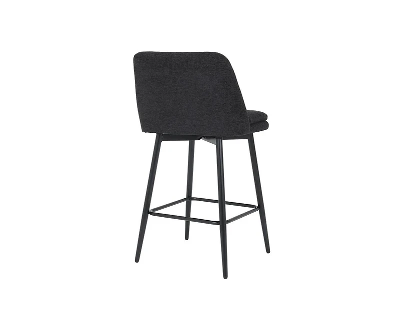 Set of 2 Counter Height Bar Stools, 360° Swivel Upholstered Barstools with Metal Legs-The Pop Home