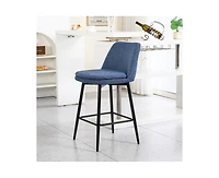 Set of 2 Swivel Counter Height Stools, 25.6" Upholstered Kitchen Island Chairs with Metal Legs & 360° Rotation-The Pop Home
