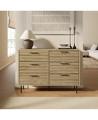 LuxenHome Mid-Century Modern Wave 6-Drawer 47.2-Inch Wide Dresser