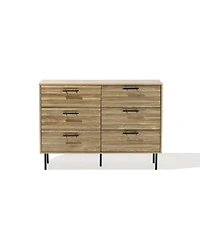 LuxenHome Mid-Century Modern Wave 6-Drawer 47.2-Inch Wide Dresser