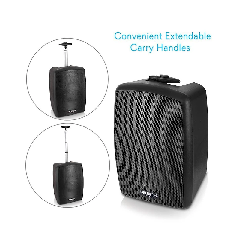 Pyle Bluetooth Portable Pa Speaker System - Compact Loudspeaker with Rechargeable Battery, MP3/Usb/Sd/Fm Radio & Wired Microphone