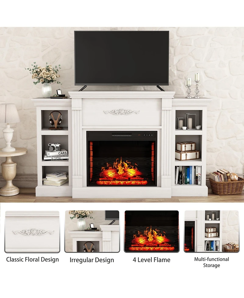 Tv Stand Fits TVs up to 75 inches with Electric Fireplace