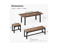 gaomon 5-Piece Dining Table Set for 4-6, 63" Extendable Dining Room Table Set for 4,Dining Table Set for 6 with Metal Frame,Kitchen Table & Chairs Set