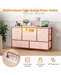 gaomon 8-Drawer Storage Cabinet Tv Cabinet for 55-Inch Tv Entertainment Center with Adjustable Led Lights Spacious Storage Cabinet with Electrical Out