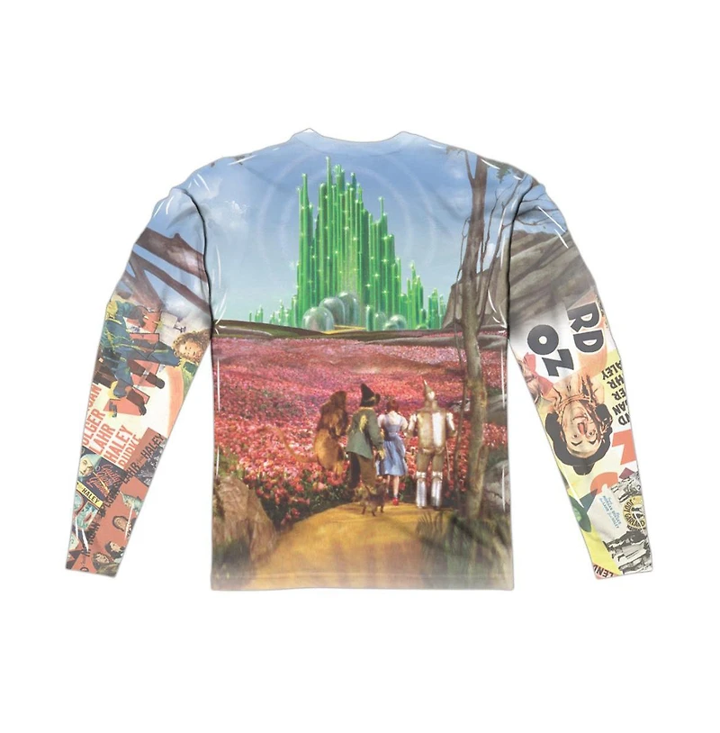 Wizard Of Oz Mens On The Road (Front/Back Print) Long Sleeve Adult Poly Crew Tee / T-Shirt