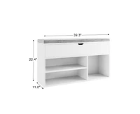 gaomon Shoe Storage Bench with Cushion, Entryway Bench with Lift-Top Storage Box and 2 Tiers Open Shoe Rack, Wooden Shoe Bench for Entryway