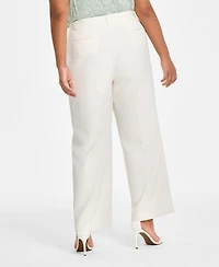 Anne Klein Plus Pull-On Wide-Leg Tailored Pants
