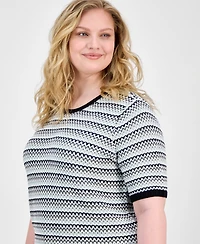 Anne Klein Plus Size Crewneck Short-Sleeve Sweater