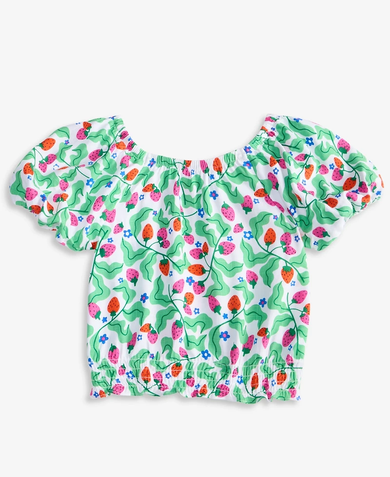 Epic Threads Little & Big Girls Berry-Print Smocked Puff-Sleeve Top, Exclusively at Macy's