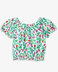 Epic Threads Little & Big Girls Berry-Print Smocked Puff-Sleeve Top, Exclusively at Macy's