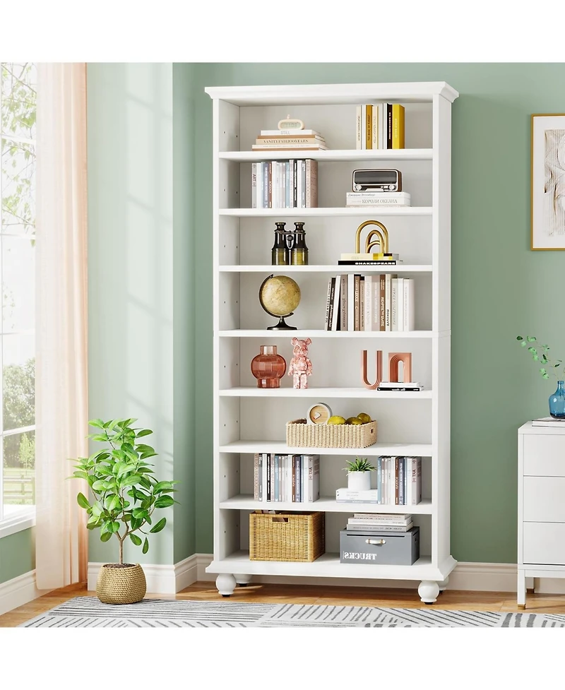 Tribesigns 2 Set 9-Tier Tall Bookcase with Led Lighting, 69" Modern Freestanding Bookshelf Solid Wood Legs, Wooden Open Display Shelf Organizer f